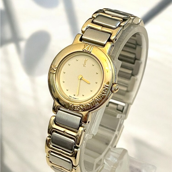 Yves Saint Laurent Two-Tone Gold and Silver Bracelet Watch - Picture 9 of 17